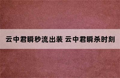 云中君瞬秒流出装 云中君瞬杀时刻